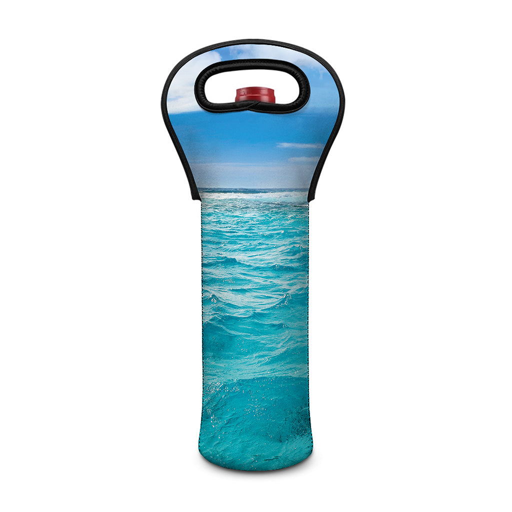 Caribbean Ocean Print Single Neoprene Wine Tote