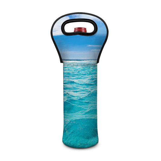 Caribbean Ocean Print Single Neoprene Wine Tote