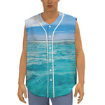 Caribbean Ocean Print Sleeveless Baseball Jersey