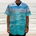 Caribbean Ocean Print Textured Short Sleeve Shirt