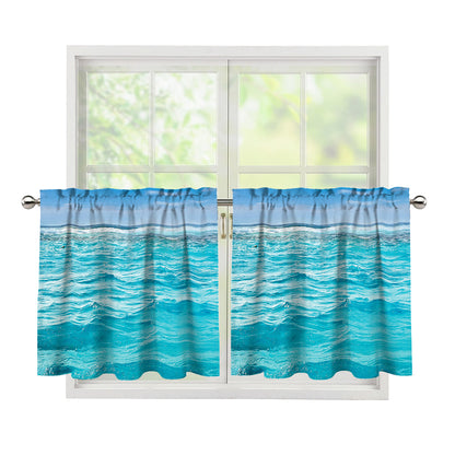 Caribbean Ocean Print Tier Curtains