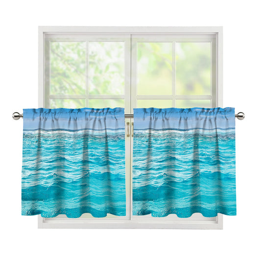 Caribbean Ocean Print Tier Curtains