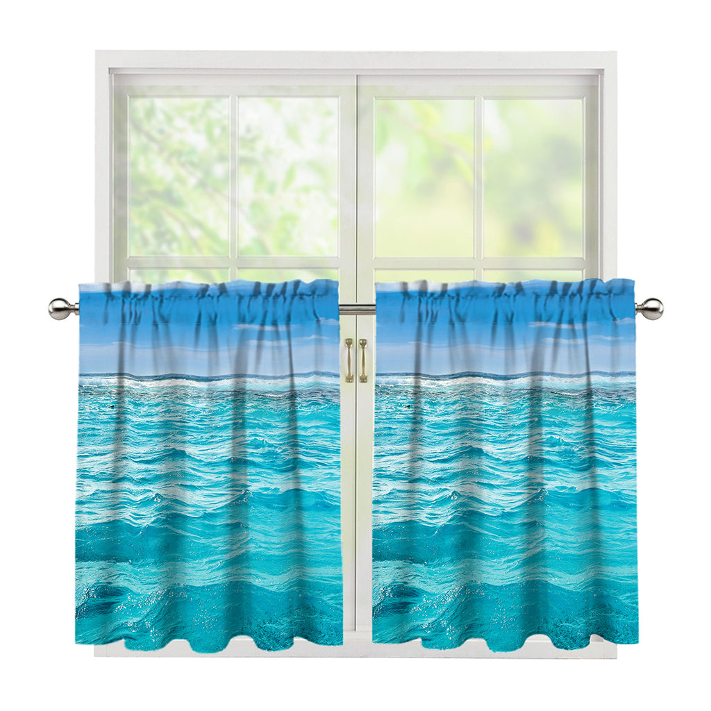 Caribbean Ocean Print Tier Curtains