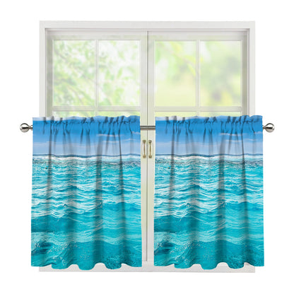 Caribbean Ocean Print Tier Curtains