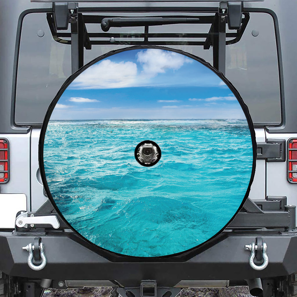 Caribbean Ocean Print Tire Cover With Camera Hole