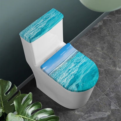 Caribbean Ocean Print Toilet Lid And Tank Cover Set