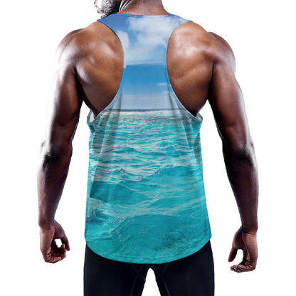 Caribbean Ocean Print Training Tank Top