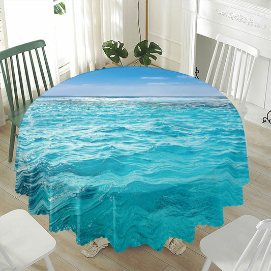 Caribbean Ocean Print Waterproof Round Tablecloth