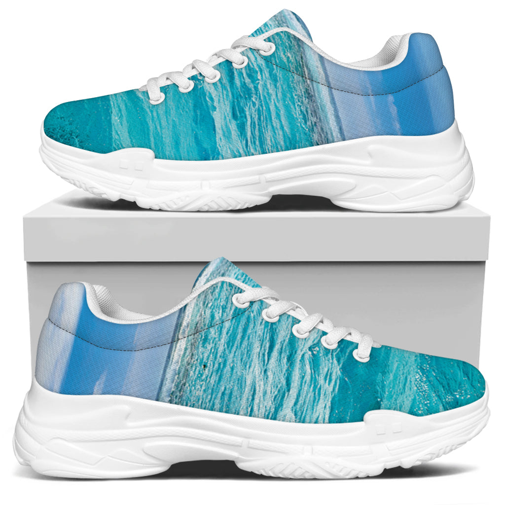 Caribbean Ocean Print White Chunky Shoes