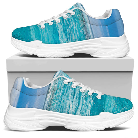 Caribbean Ocean Print White Chunky Shoes
