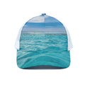 Caribbean Ocean Print White Mesh Trucker Hat