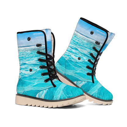 Caribbean Ocean Print Winter Boots
