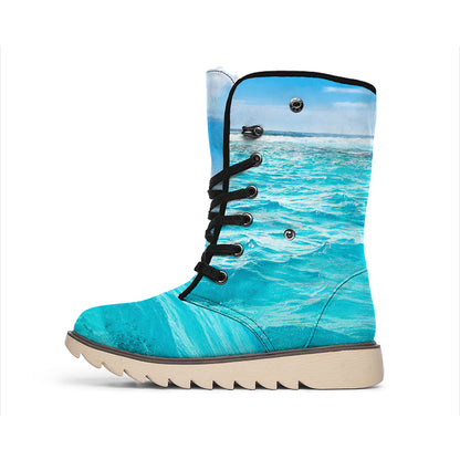 Caribbean Ocean Print Winter Boots