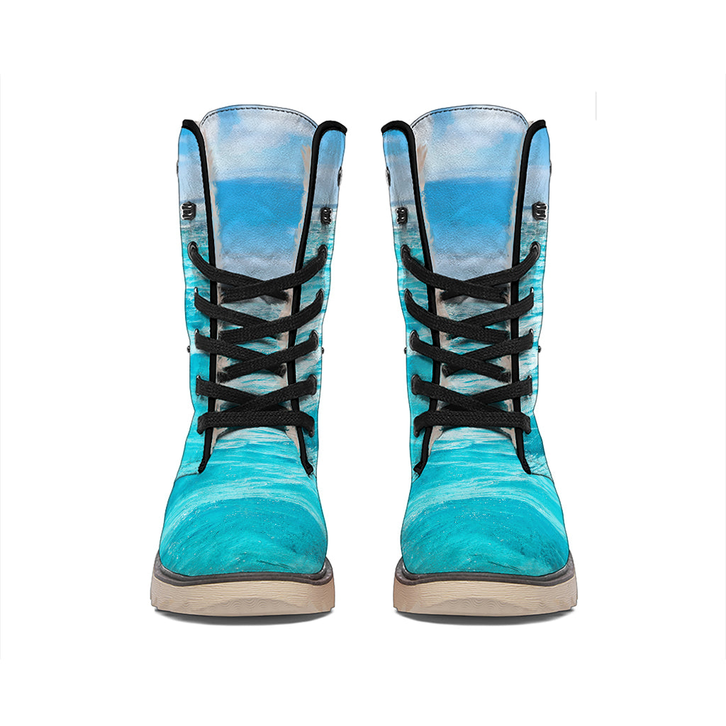 Caribbean Ocean Print Winter Boots