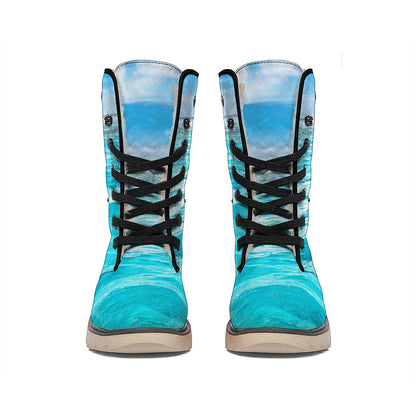 Caribbean Ocean Print Winter Boots