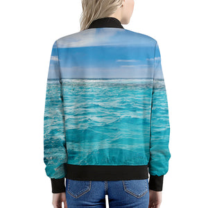 Caribbean Ocean Print Women's Bomber Jacket