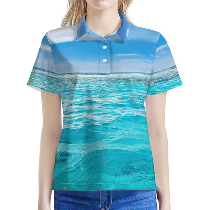 Caribbean Ocean Print Women's Polo Shirt