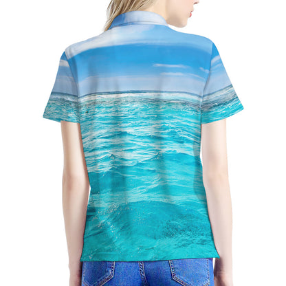 Caribbean Ocean Print Women's Polo Shirt