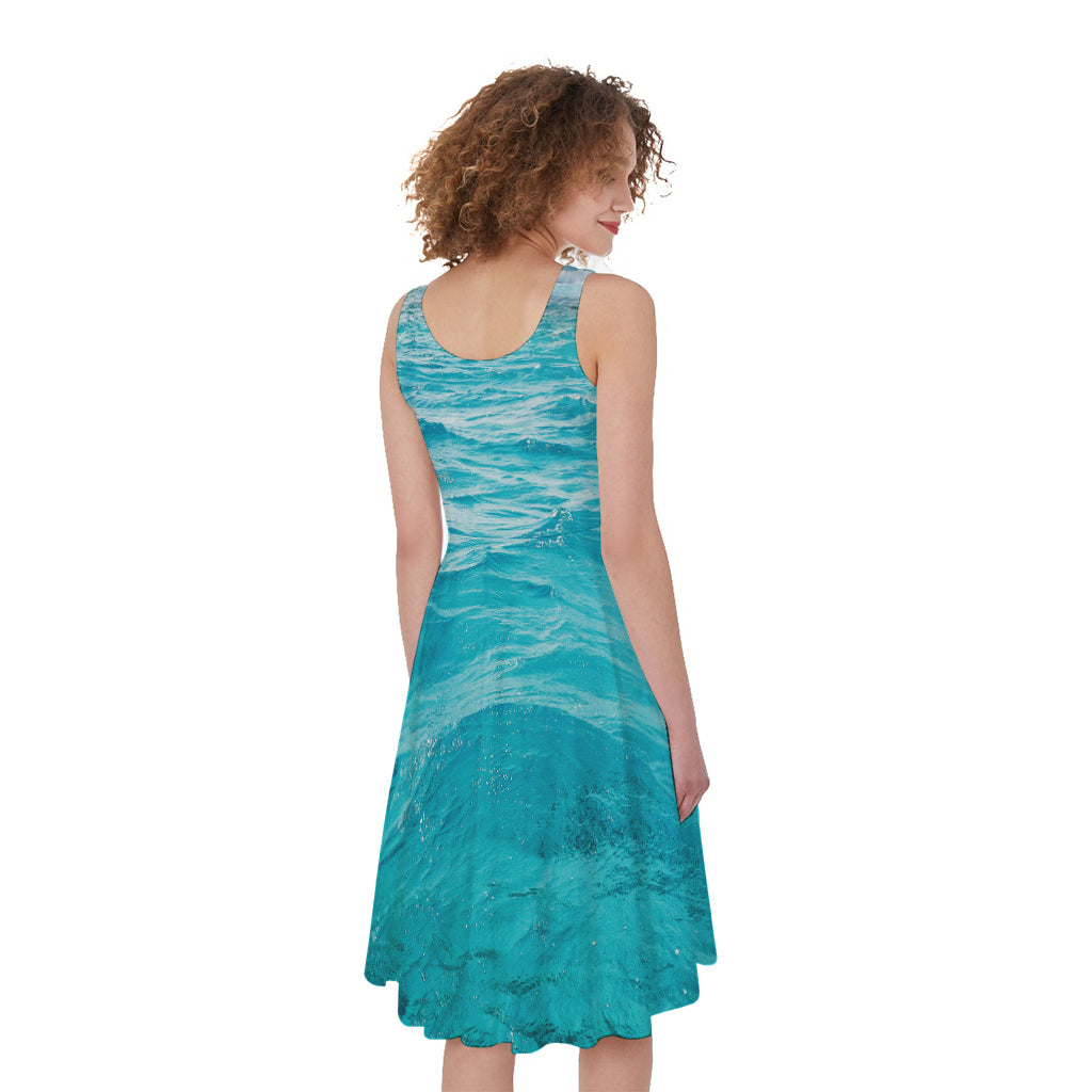 Caribbean Ocean Print Women's Sleeveless Dress