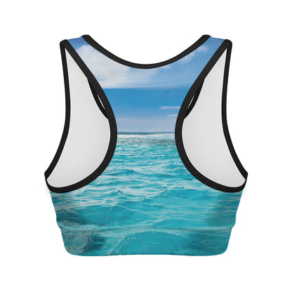 Caribbean Ocean Print Women's Sports Bra