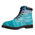 Caribbean Ocean Print Padded Collar Lace Up Boots