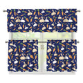 Carrot And Rabbit Pattern Print 3 Piece Kitchen Curtains