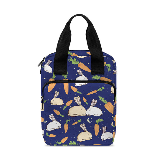 Carrot And Rabbit Pattern Print Bible Tote Bag