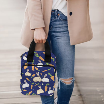 Carrot And Rabbit Pattern Print Bible Tote Bag