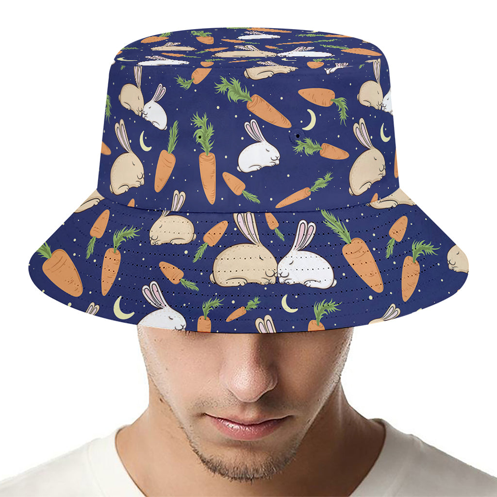 Carrot And Rabbit Pattern Print Bucket Hat