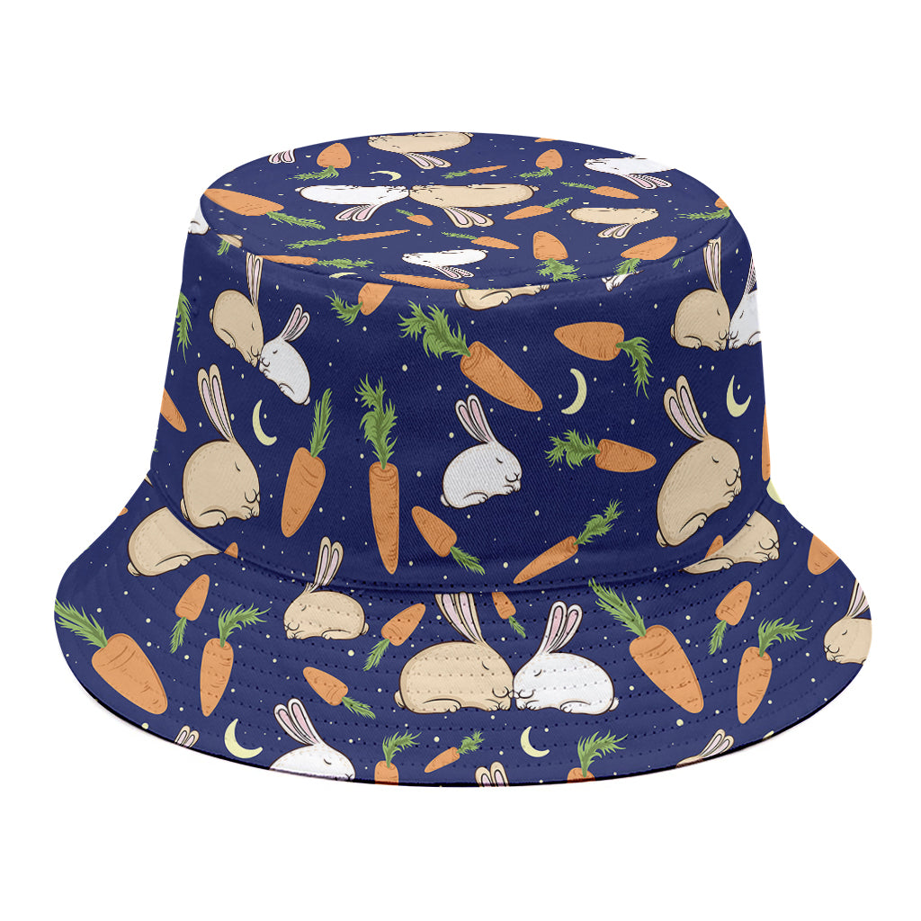 Carrot And Rabbit Pattern Print Bucket Hat