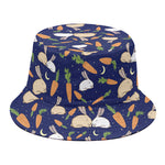 Carrot And Rabbit Pattern Print Bucket Hat