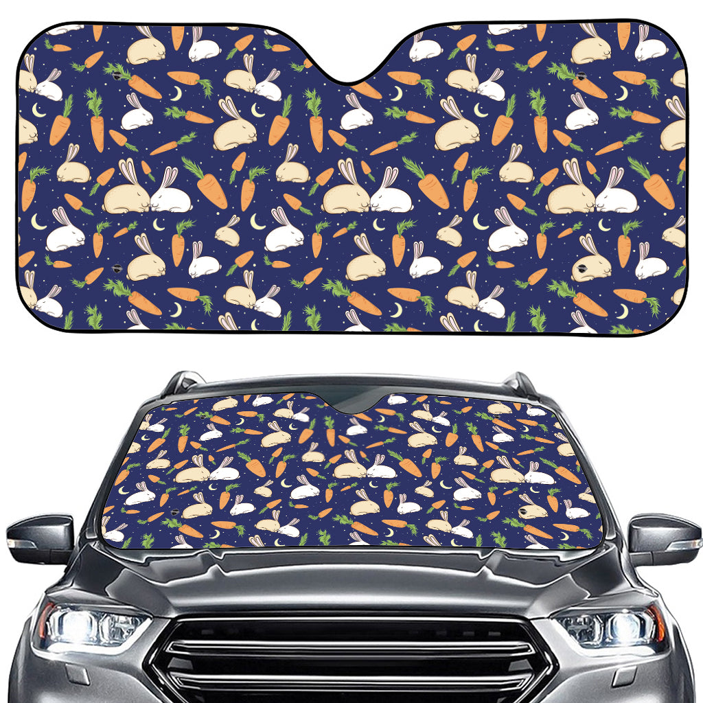 Carrot And Rabbit Pattern Print Car Windshield Sun Shade