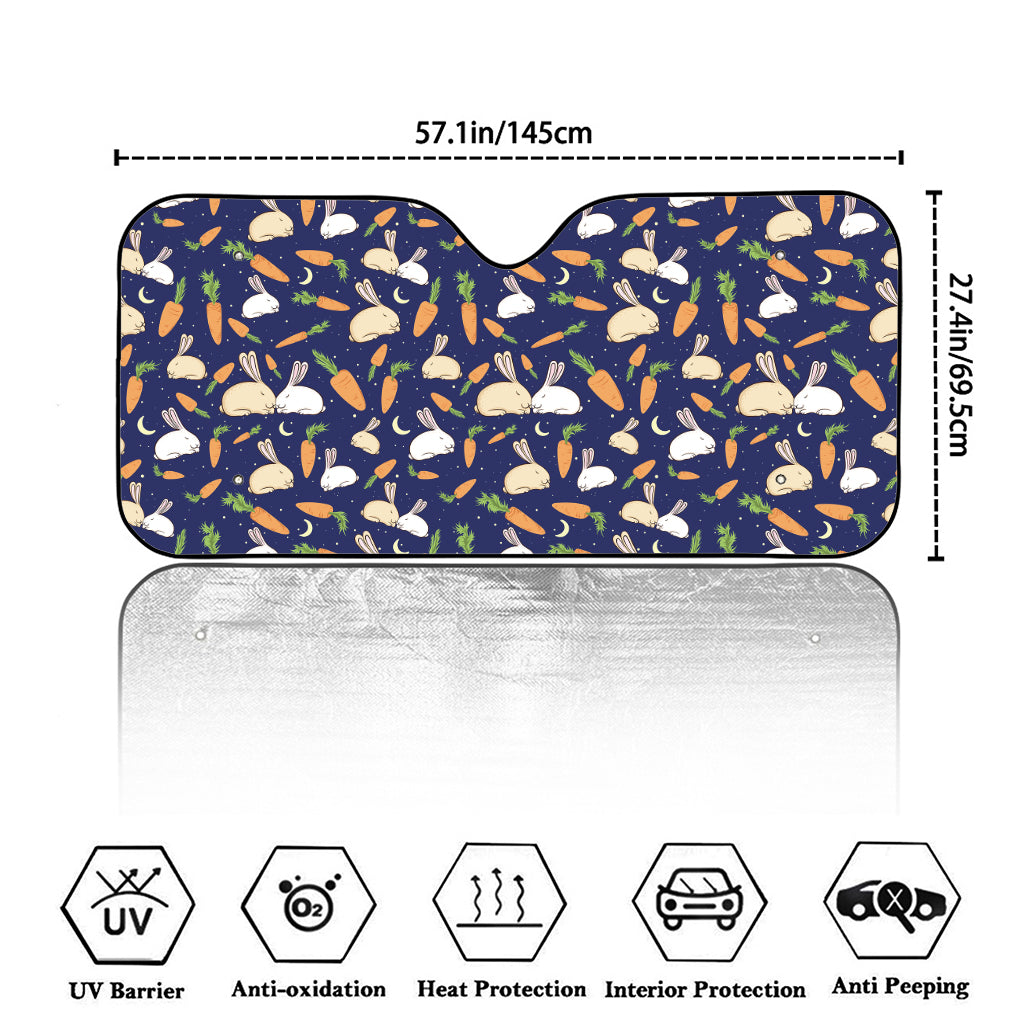 Carrot And Rabbit Pattern Print Car Windshield Sun Shade