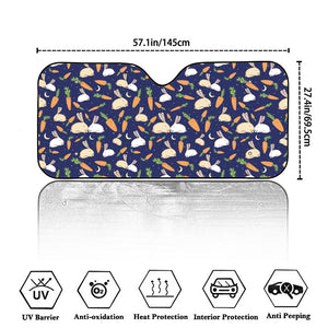 Carrot And Rabbit Pattern Print Car Windshield Sun Shade