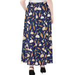 Carrot And Rabbit Pattern Print Chiffon Maxi Skirt