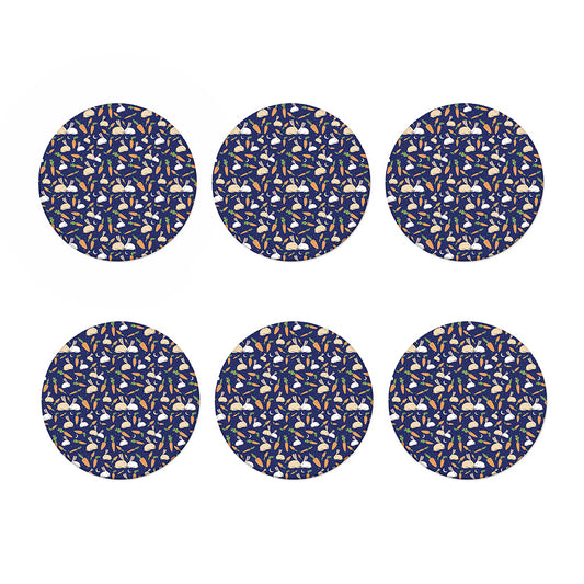 Carrot And Rabbit Pattern Print Coaster Set
