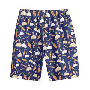 Carrot And Rabbit Pattern Print Cotton Shorts