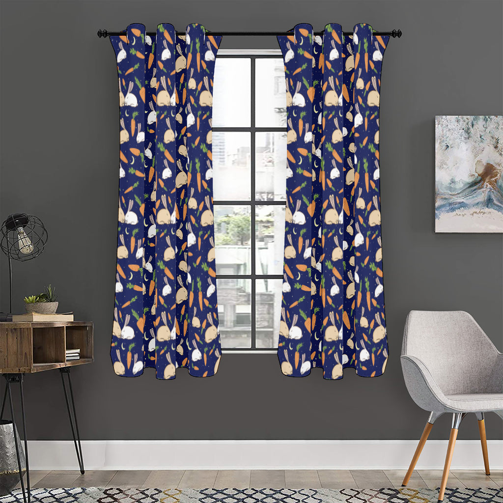 Carrot And Rabbit Pattern Print Curtain