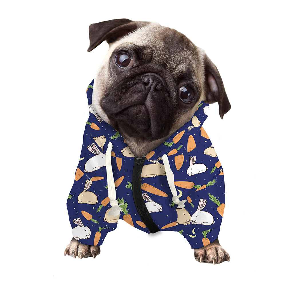 Carrot And Rabbit Pattern Print Dog Zip Up Hoodie