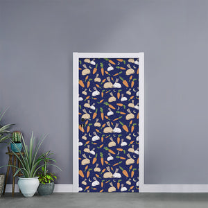 Carrot And Rabbit Pattern Print Door Sticker