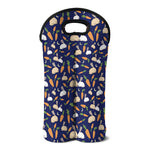 Carrot And Rabbit Pattern Print Double Neoprene Wine Tote