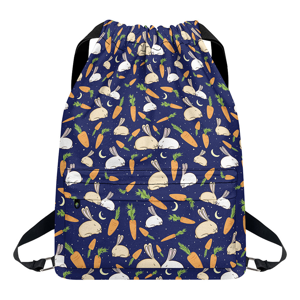 Carrot And Rabbit Pattern Print Drawstring Backpack