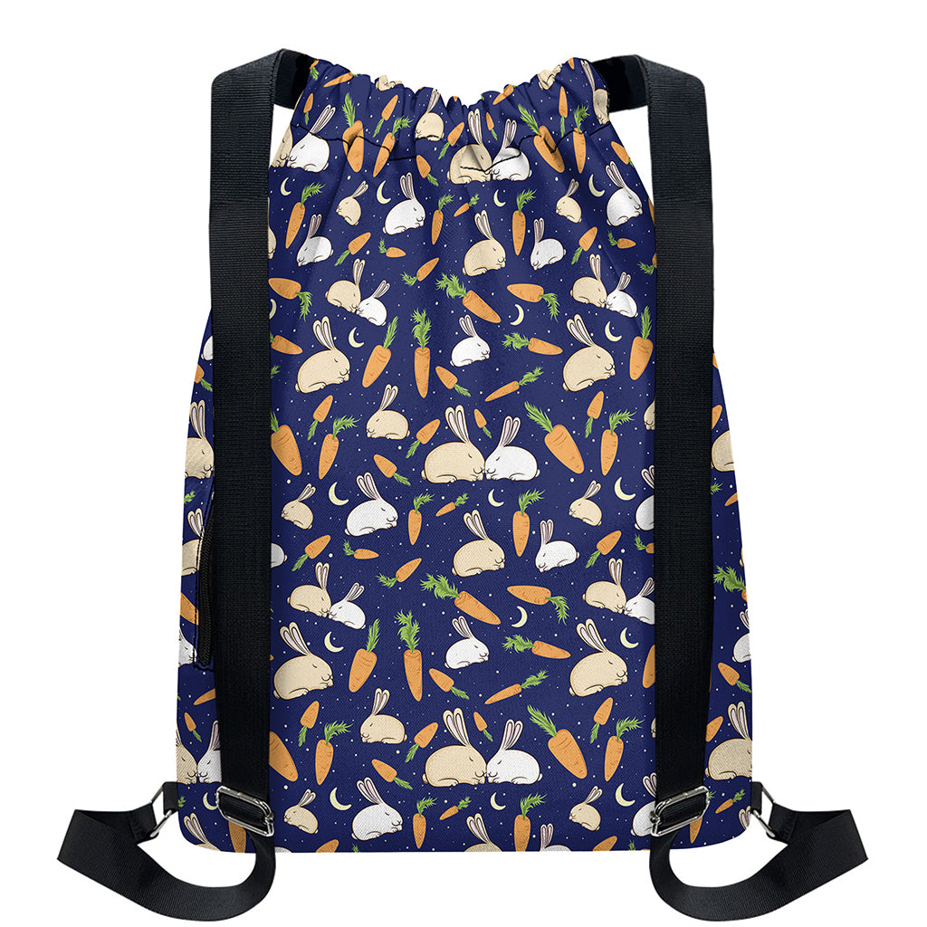Carrot And Rabbit Pattern Print Drawstring Backpack
