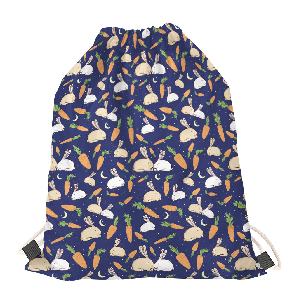 Carrot And Rabbit Pattern Print Drawstring Bag