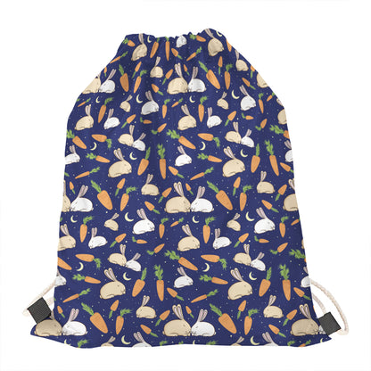 Carrot And Rabbit Pattern Print Drawstring Bag