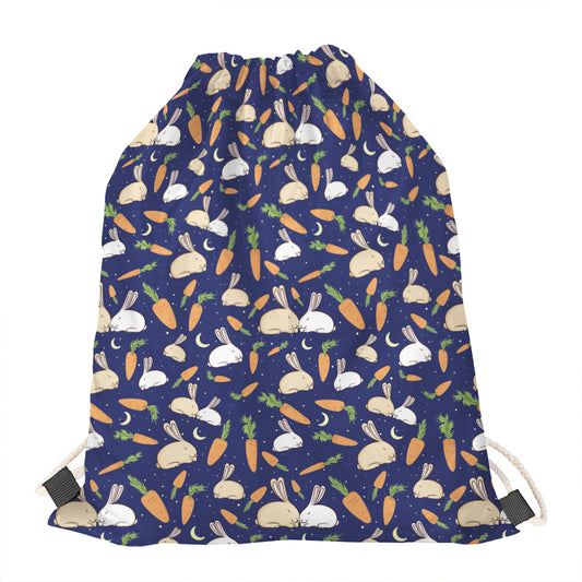 Carrot And Rabbit Pattern Print Drawstring Bag