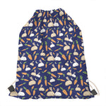 Carrot And Rabbit Pattern Print Drawstring Bag