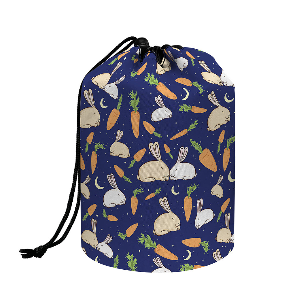 Carrot And Rabbit Pattern Print Drawstring Makeup Bag