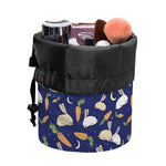 Carrot And Rabbit Pattern Print Drawstring Makeup Bag
