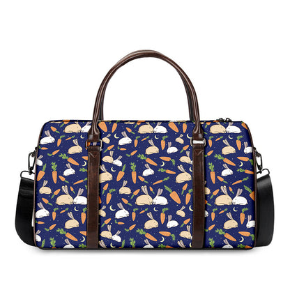 Carrot And Rabbit Pattern Print Duffle Bag